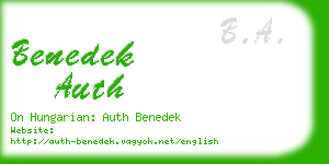 benedek auth business card